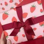 strawberry gift wrap with bow