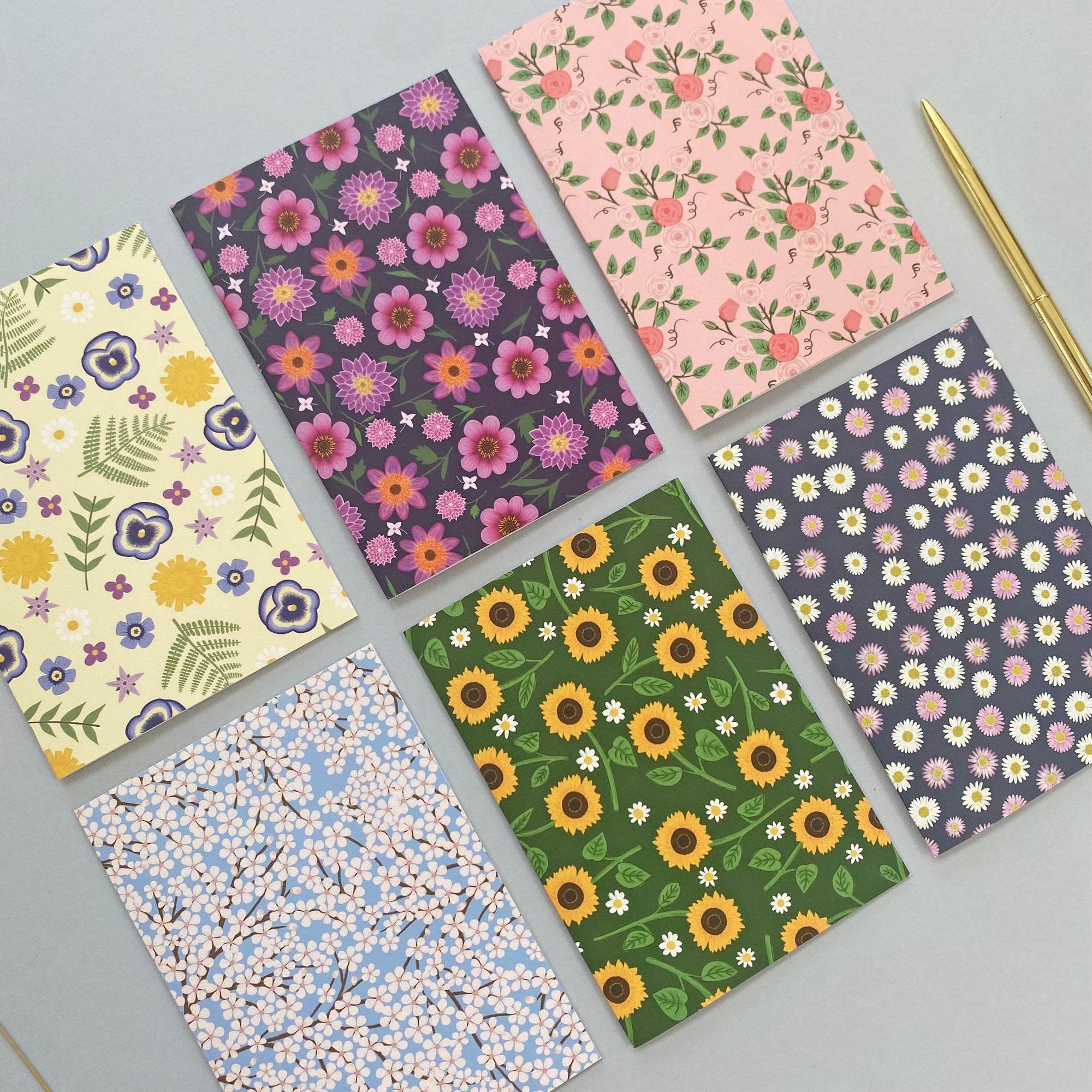 Floral Illustrated Notelets - set of 6