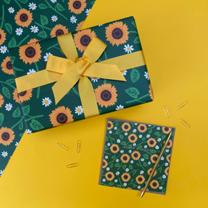 sunflower wrapping paper with matching birthday card
