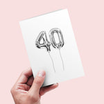40th Birthday Card - Number Balloons
