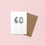60th number balloons card