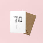 70 birthday balloons card