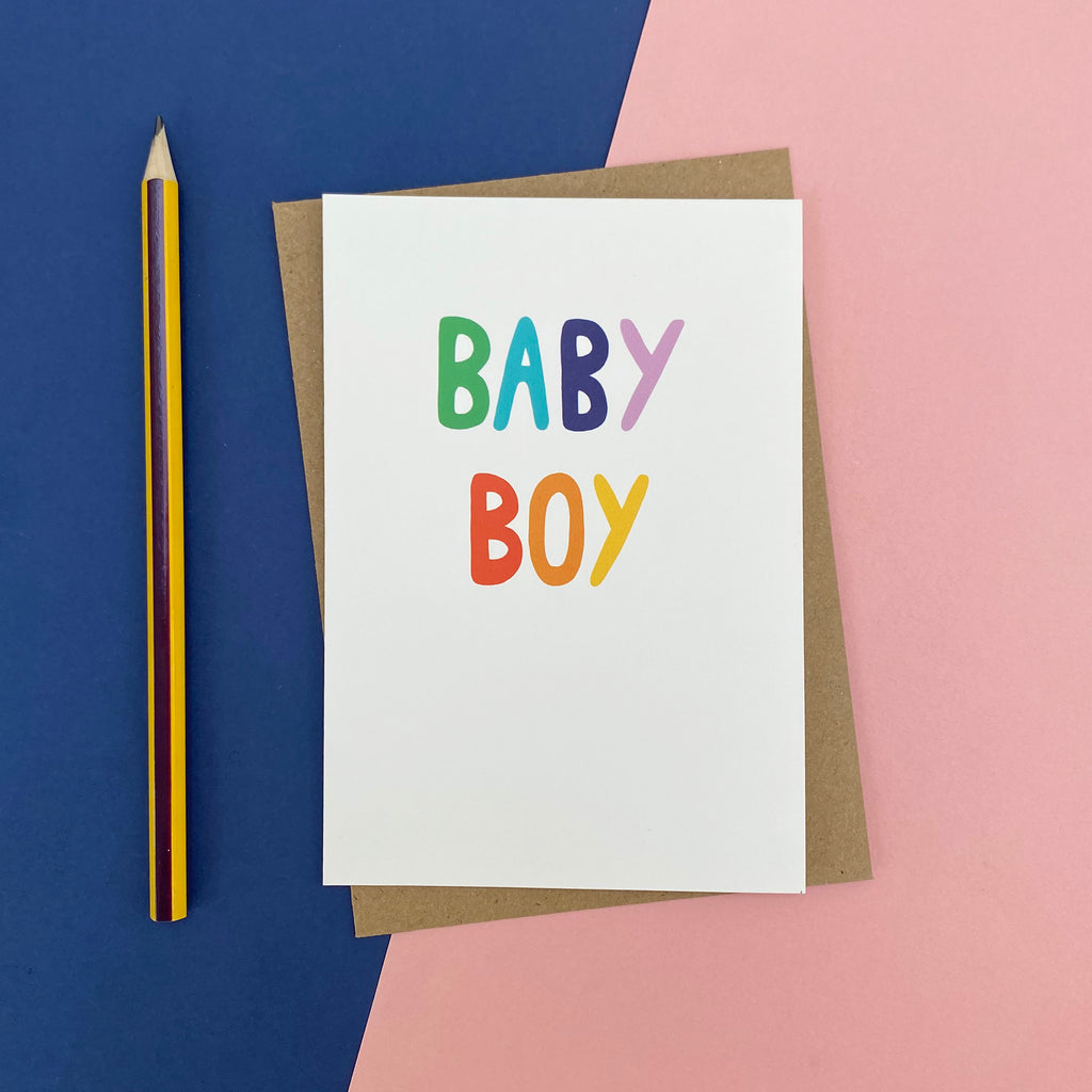 rainbow baby boy card