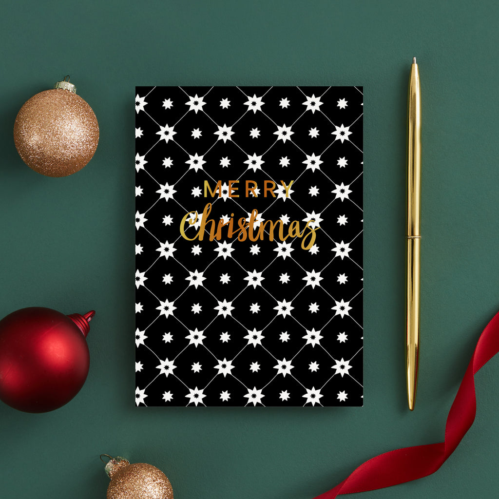 Black and White Christmas Star Cards