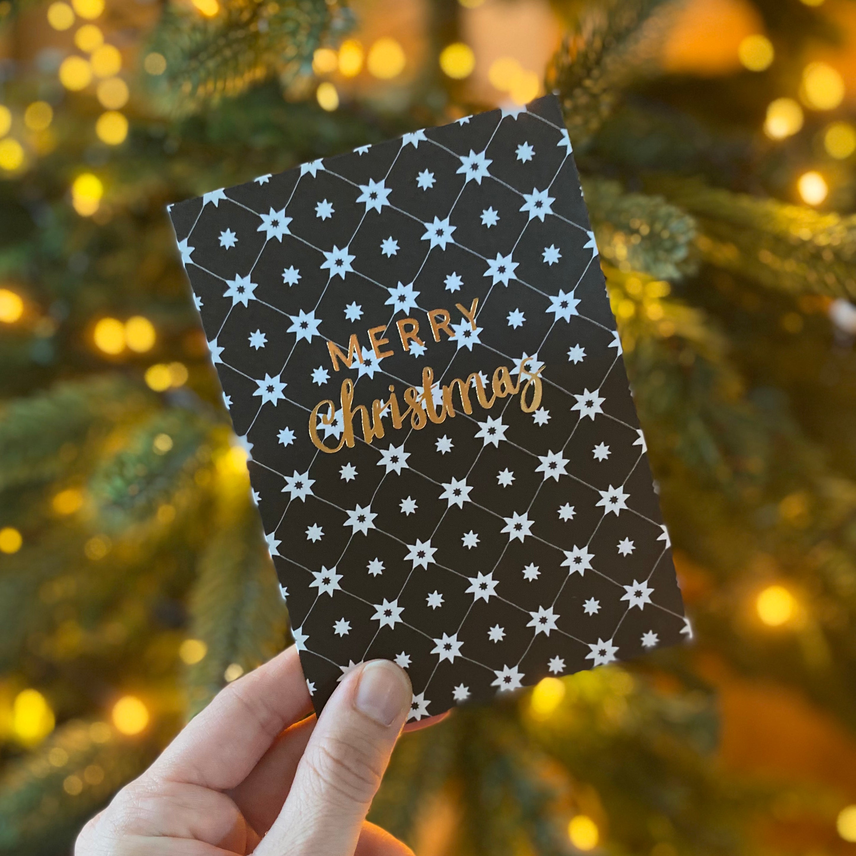 Black and White Christmas Star Cards