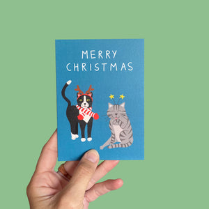 Cats in festive headbands card