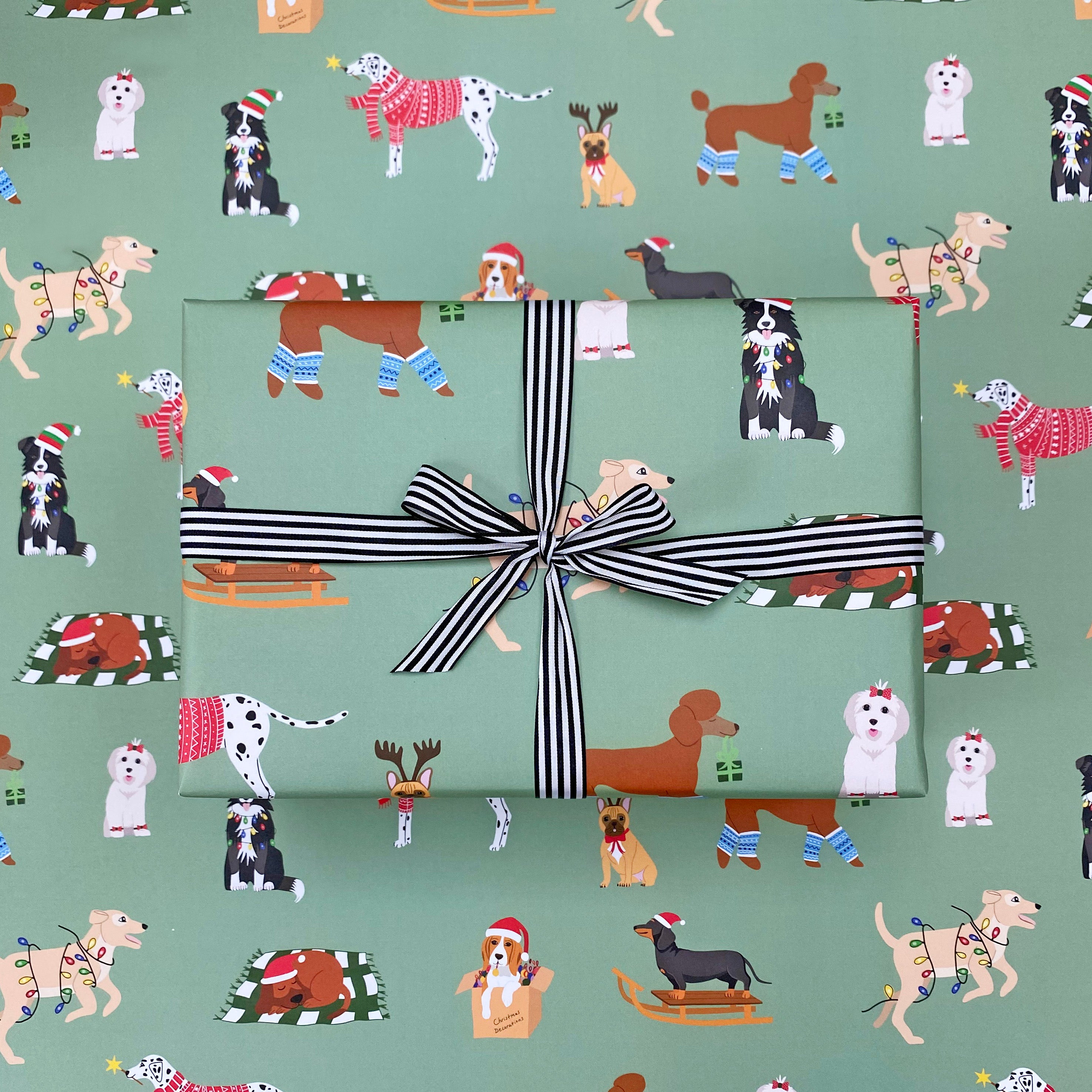 Christmas dogs wrapping paper
