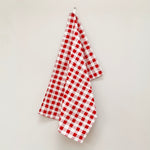 red and white gingham tea towel