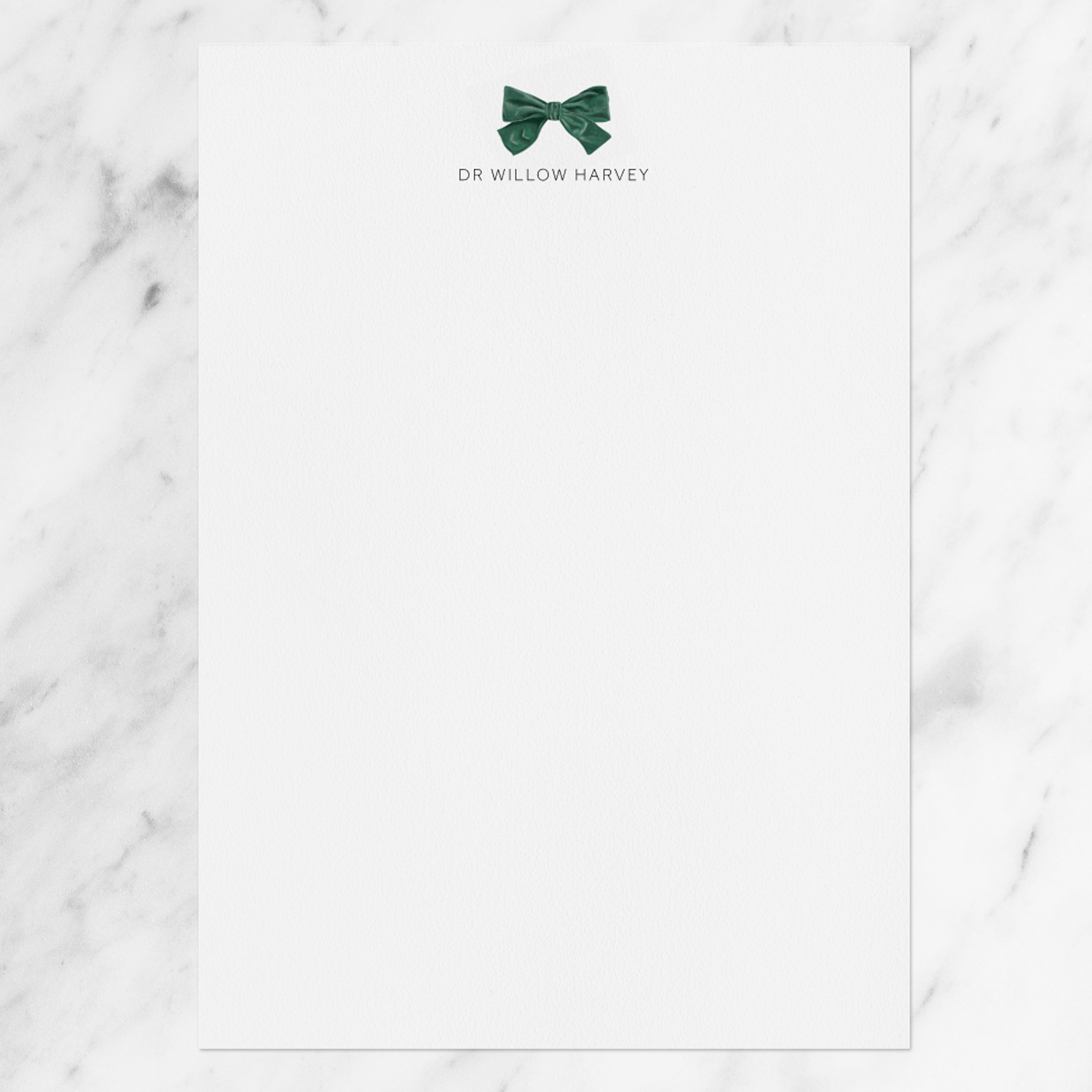 green bow letter writing set