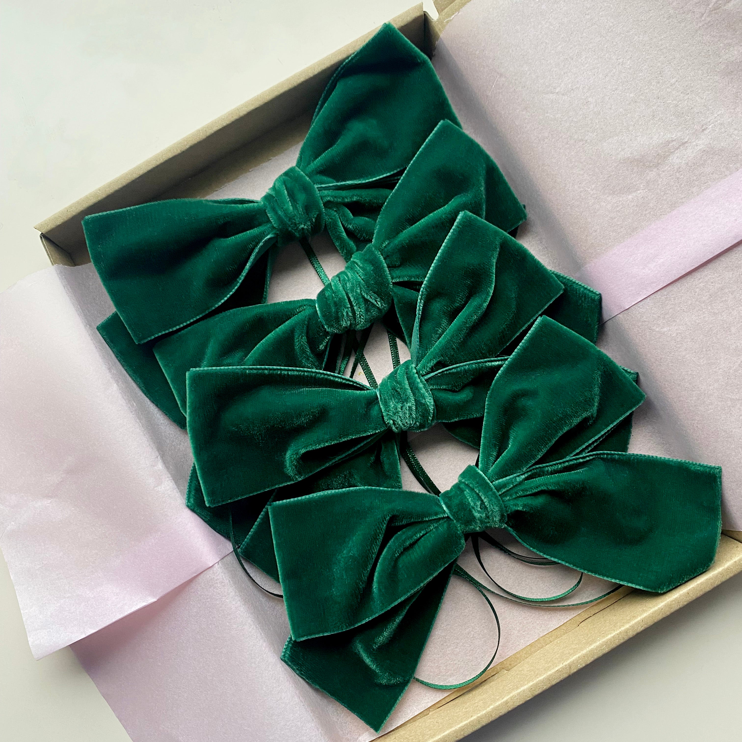 Green Velvet Napkin Bows