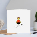 Personalised brick figure Football Birthday Card - Boy