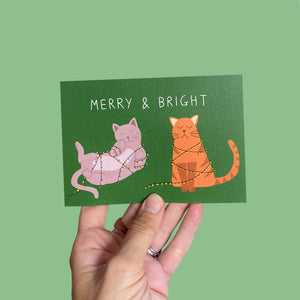 Merry & bright cats card