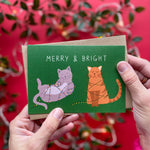 Cats wrapped in lights christmas card