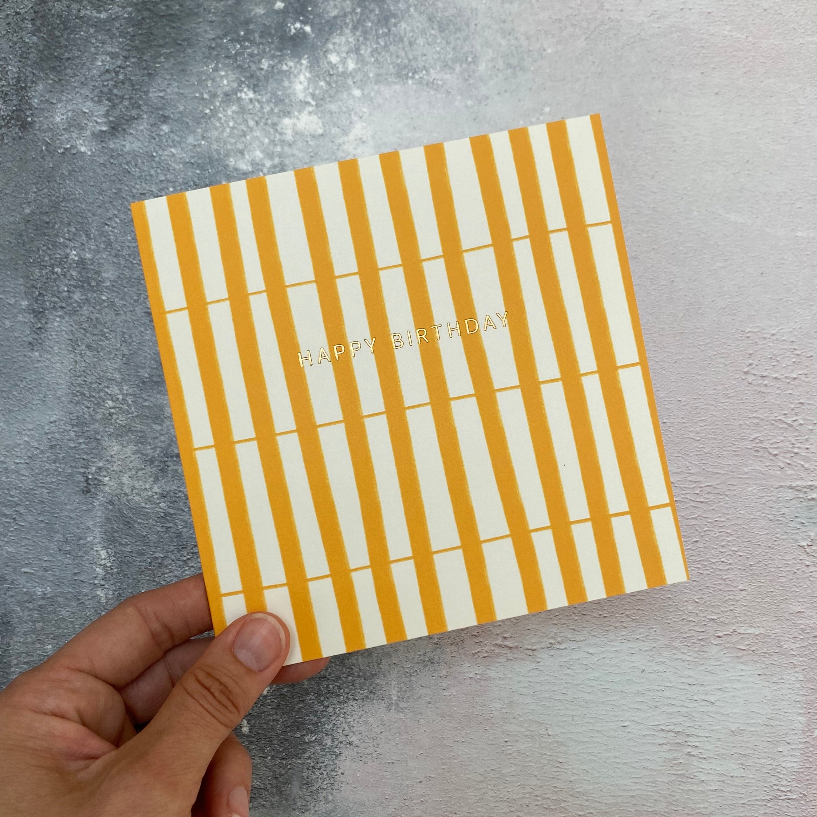 mustard stripe birthday card