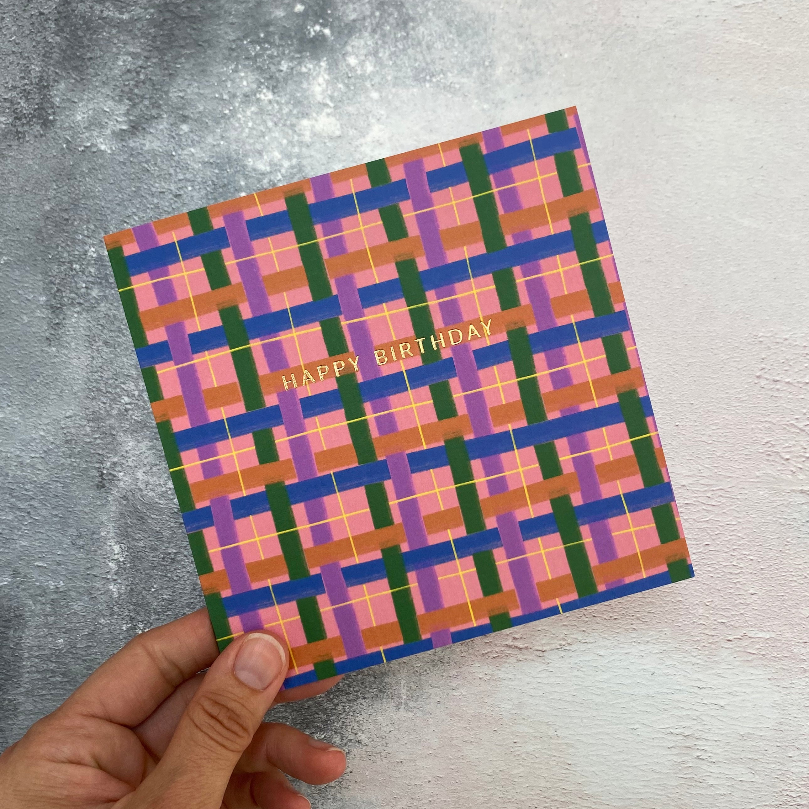 Colour weave pattern birthday card