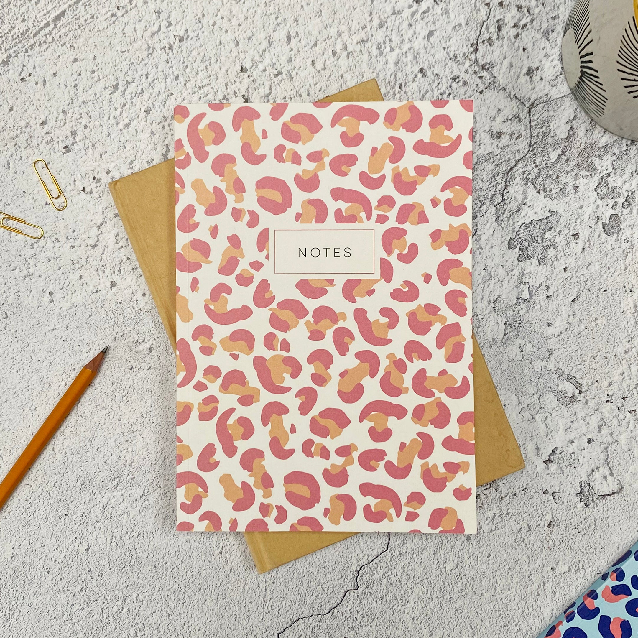 pink leopard print notebook