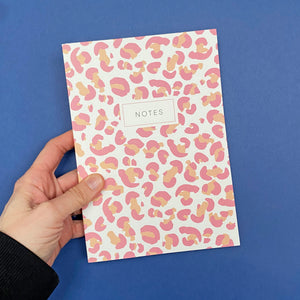 pink animal print notebook