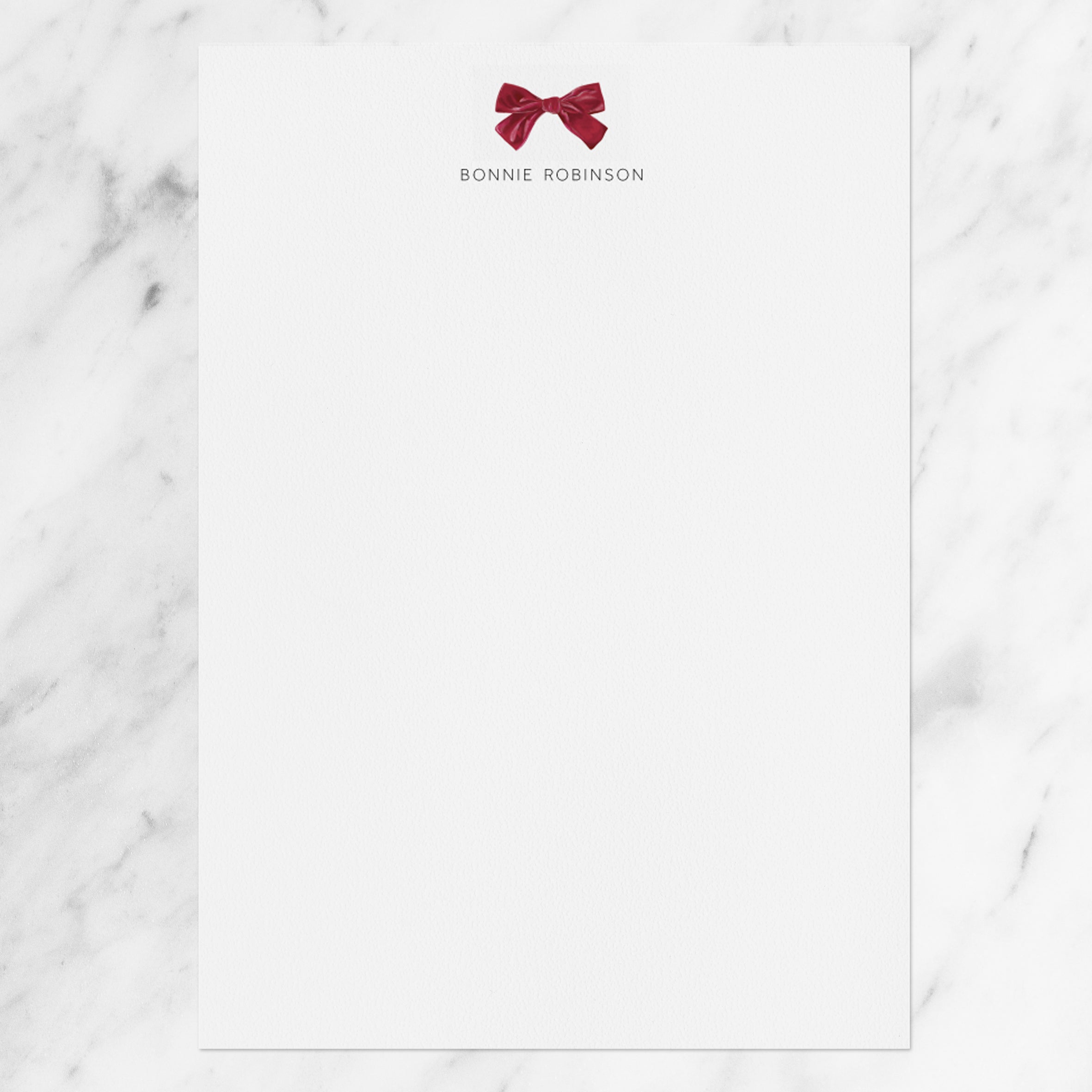 red bow personalised writing paper