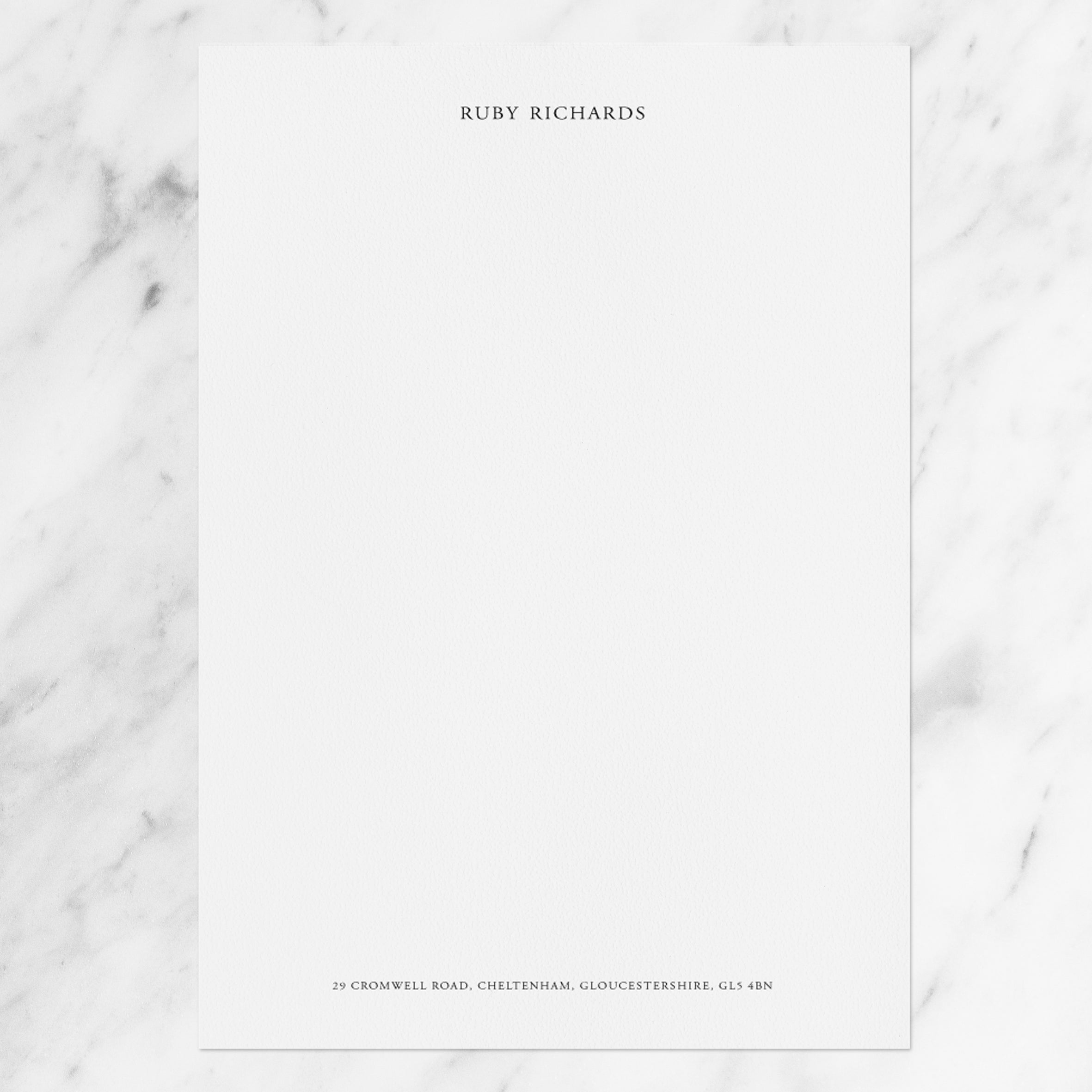 White personalised writing paper