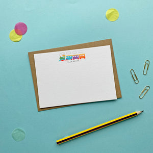 Train thank you notes, children's writing set