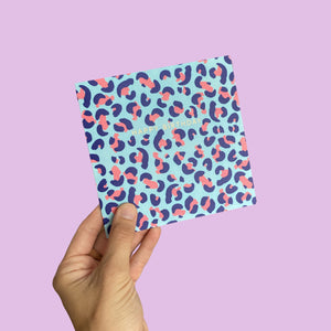 Blue & Blush Pink Leopard Print Birthday Card