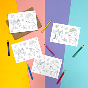 colour in unicorn notecards