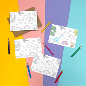 colour in dinosaur notecards