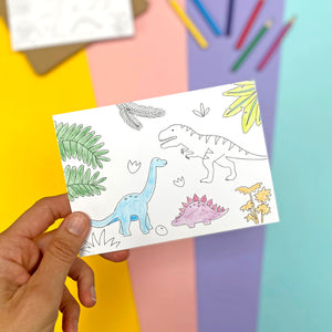 colour in dinosaur cards