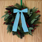 Blue velvet bow for wreath