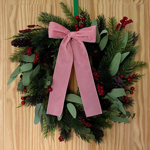 pink velvet bow for wreath