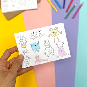 colour in monster thank you notes