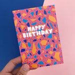 pink terazzo mini birthday card