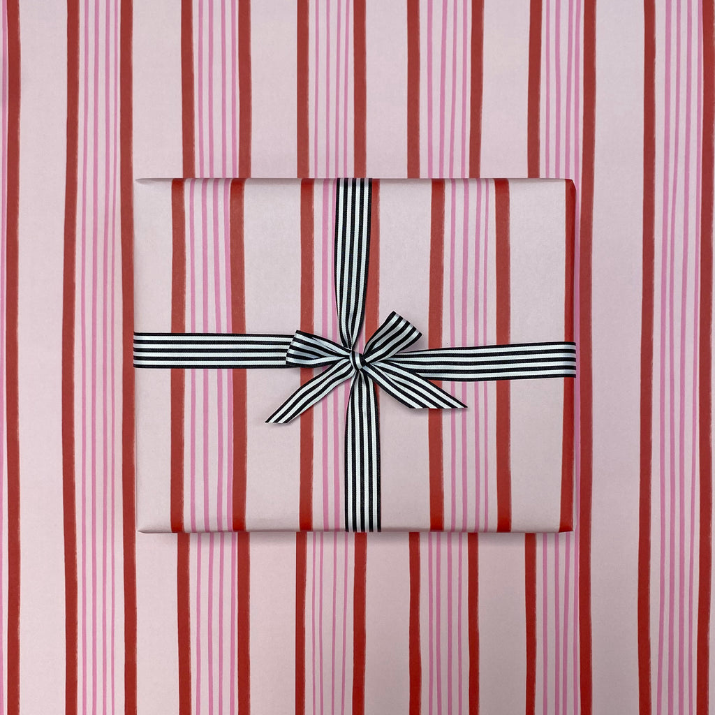red and pink stripe wrapping paper