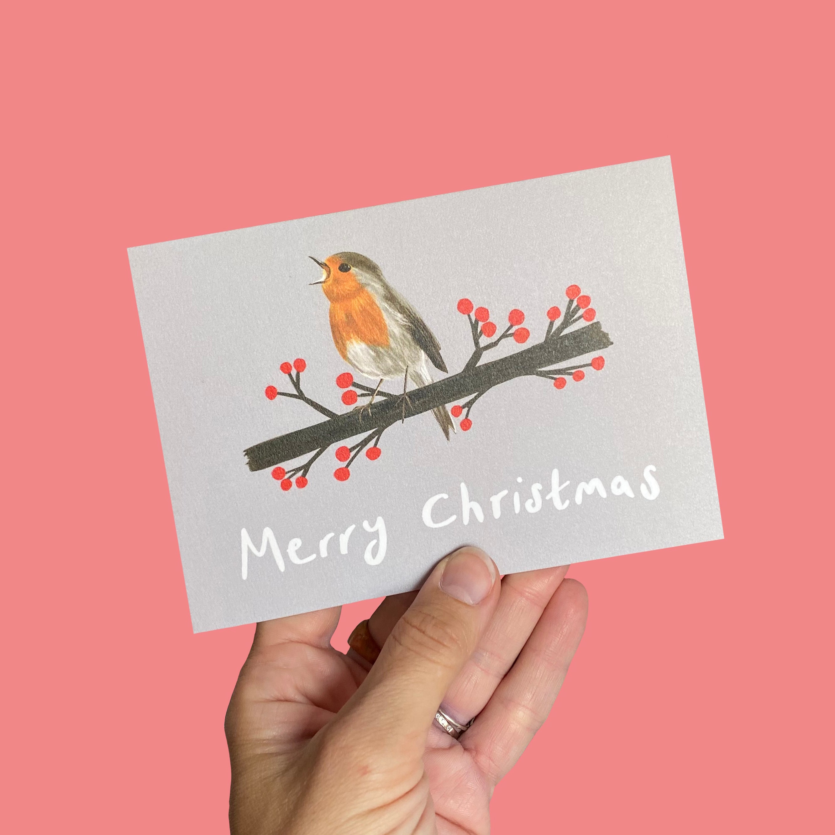 Singing robin Christmas card