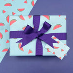 aqua blue wrapping paper - watermelon design