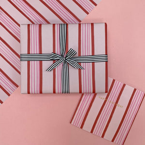 stripy gift wrap with matching card