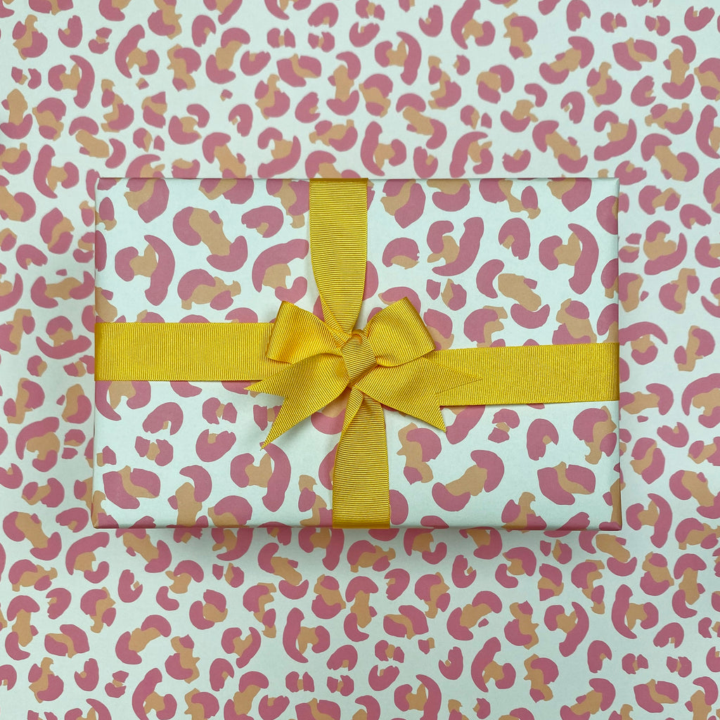 Pink and Peach Leopard Print Wrapping Paper