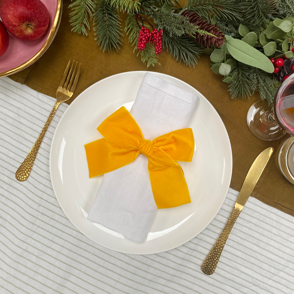 Yellow Velvet Napkin Bows