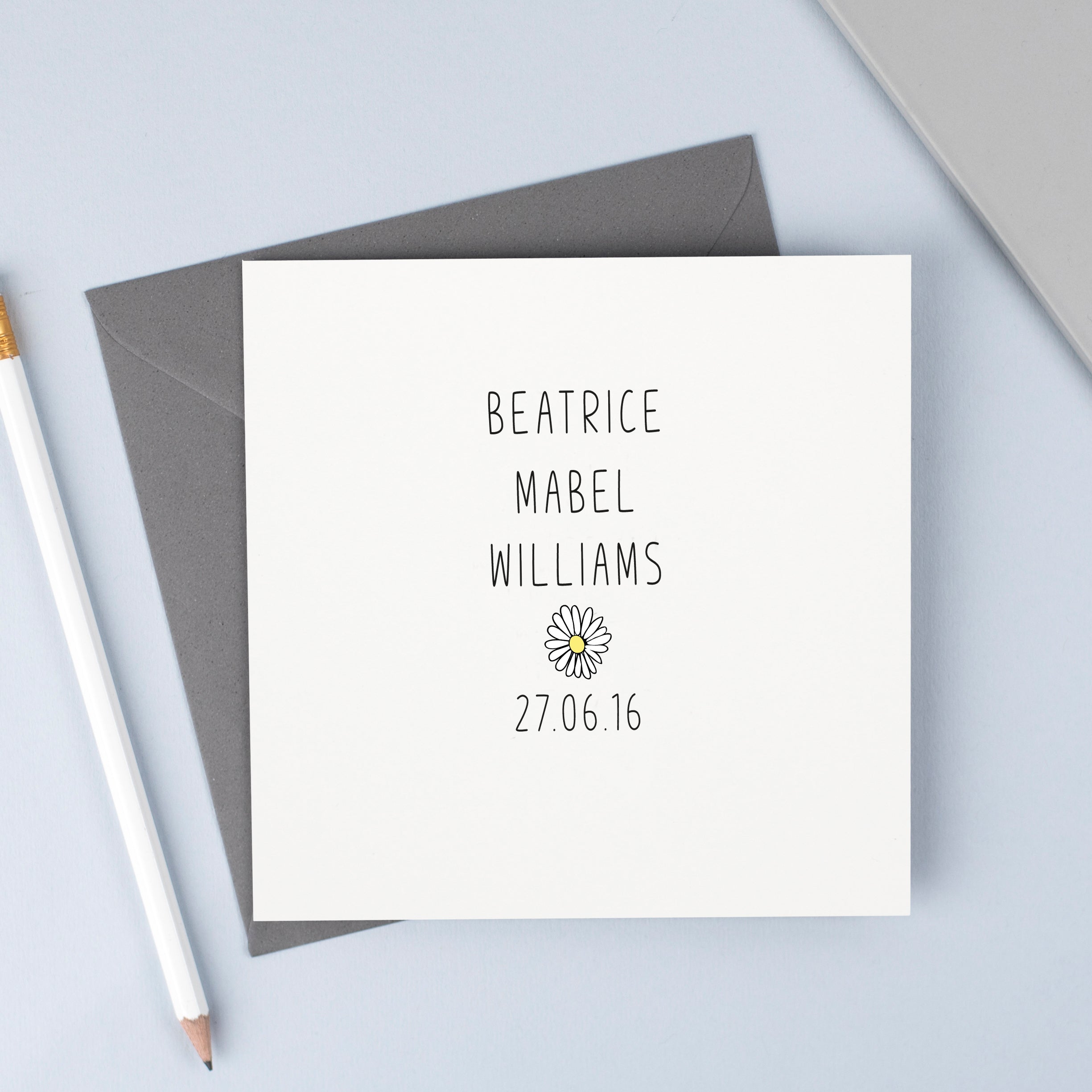 Personalised New Baby Name Card