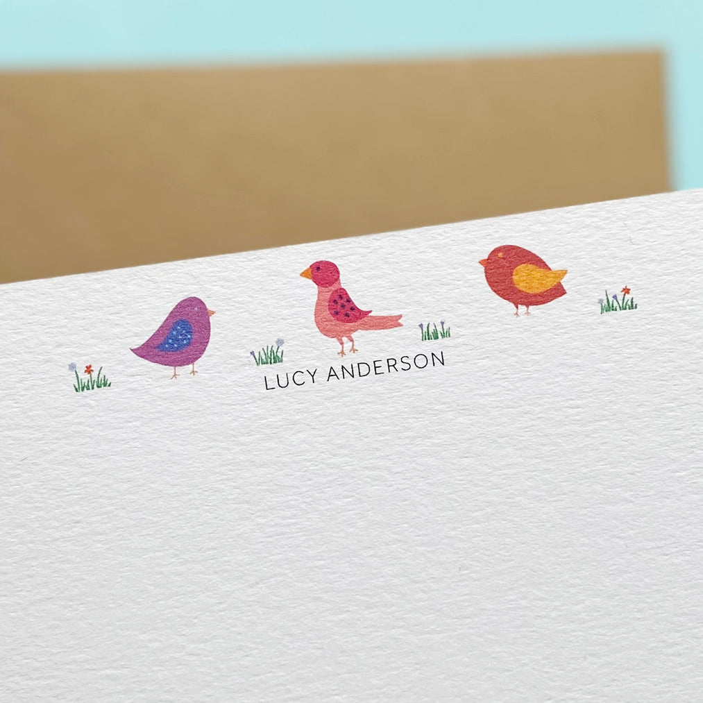 Personalised Birdy Notelets / Correspondence cards – Lizzie Chancellor