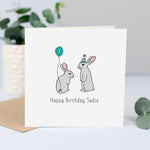 Personalised Bunnies Birthday Card