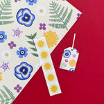 Botanical gift wrap with matching gift tags and stickers