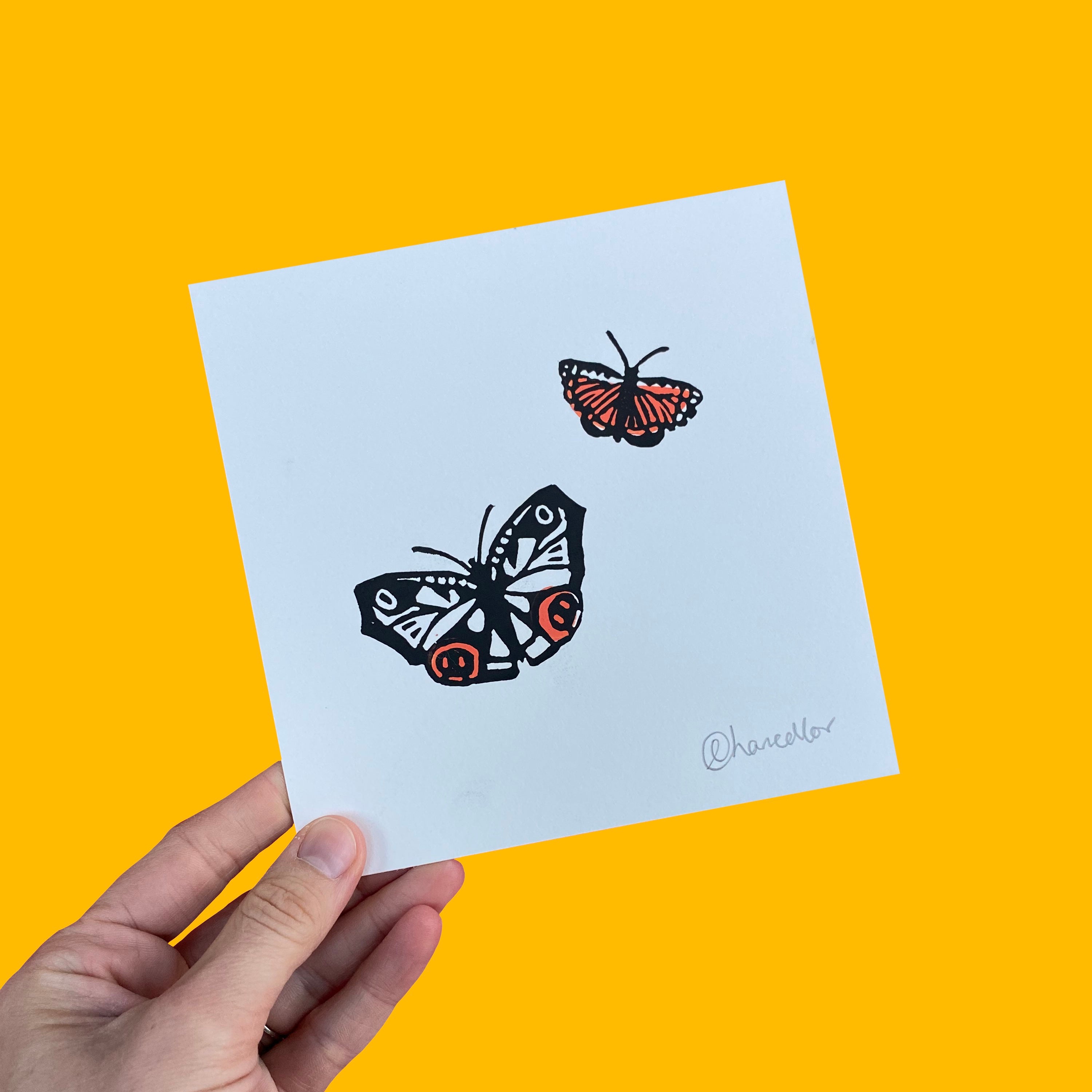 Hand Printed Butterflies Print