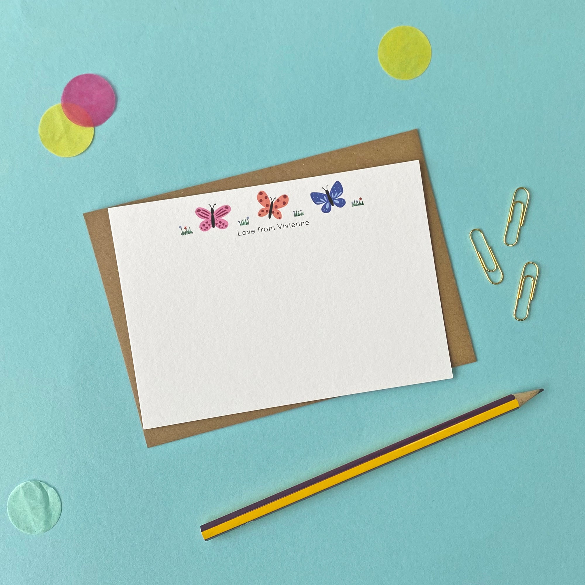 butterfly correspondence cards for kids