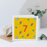 7th birthday card for a girl or boy, unisex.