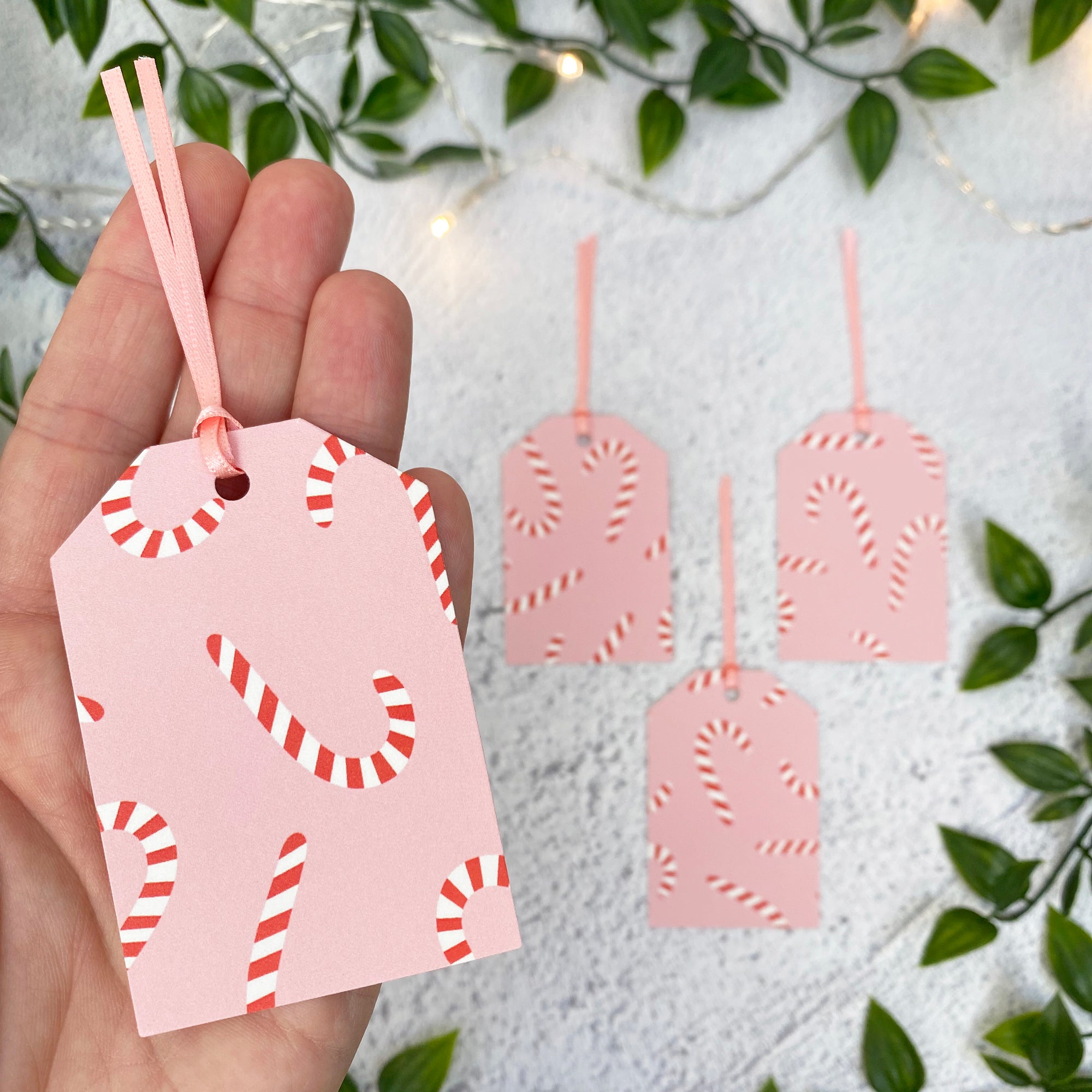 Candy cane christmas gift tags
