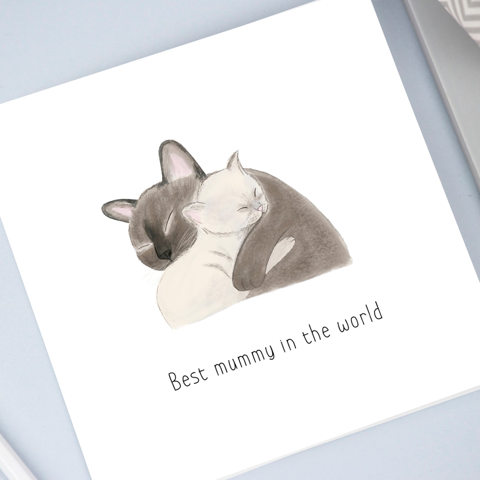 Cats hugging card for mummy