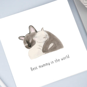 Cats hugging card for mummy