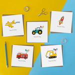 Pack of Children's Vehicle birthday Cards