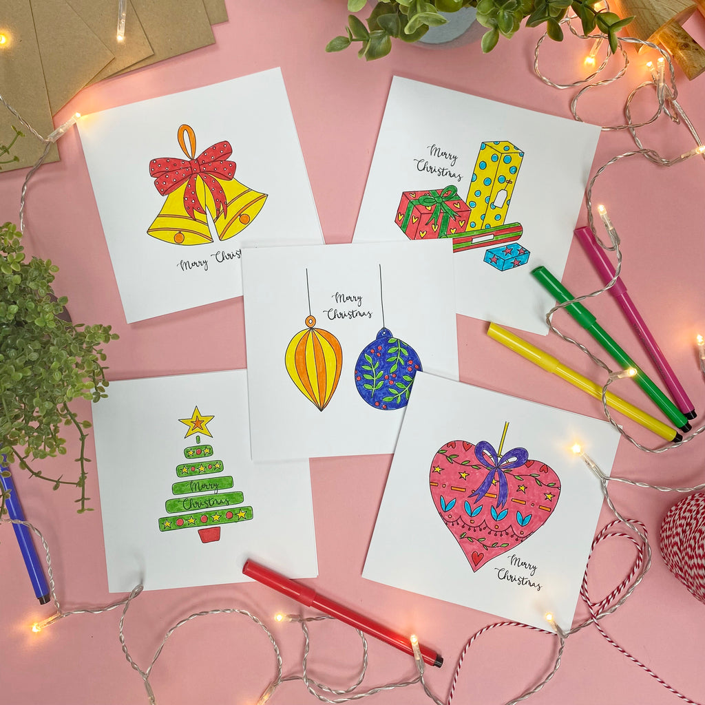 Colouring in Christmas Cards
